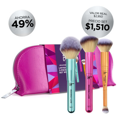 YOUR HEAVENLY LUXE LIMITED-EDITION 3-PC BRUSH SET WITH BAG (SET DE BROCHAS + COSMETIQUERA)